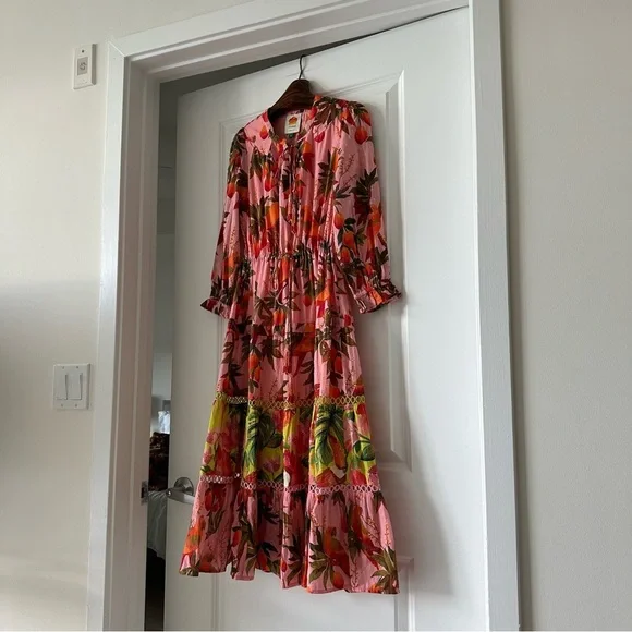Farm Rio Mixed Mango Trees Midi Dress